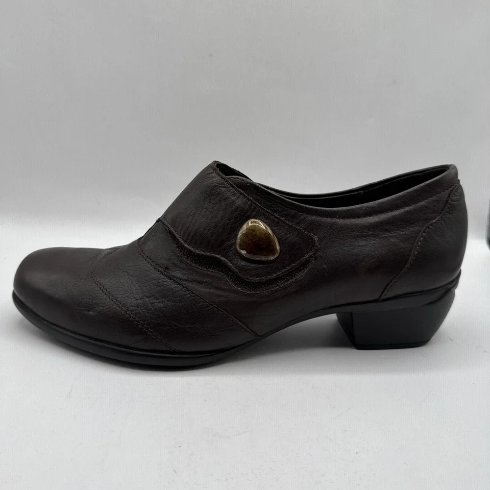 Romika Boots Womens 41‎ Casual Slip On Low Ankle Bootie Dark Brown Leather Heels